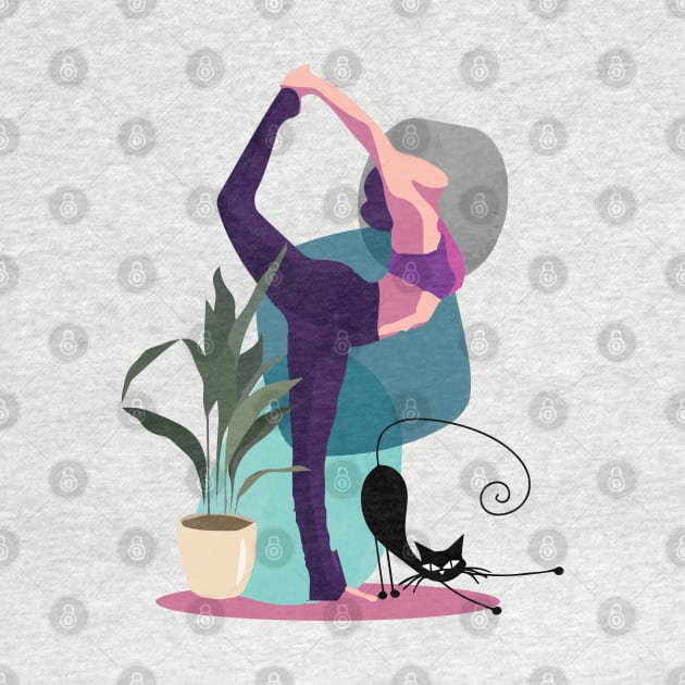 Girl does Yoga with her & cat | Passion by Art by Ergate